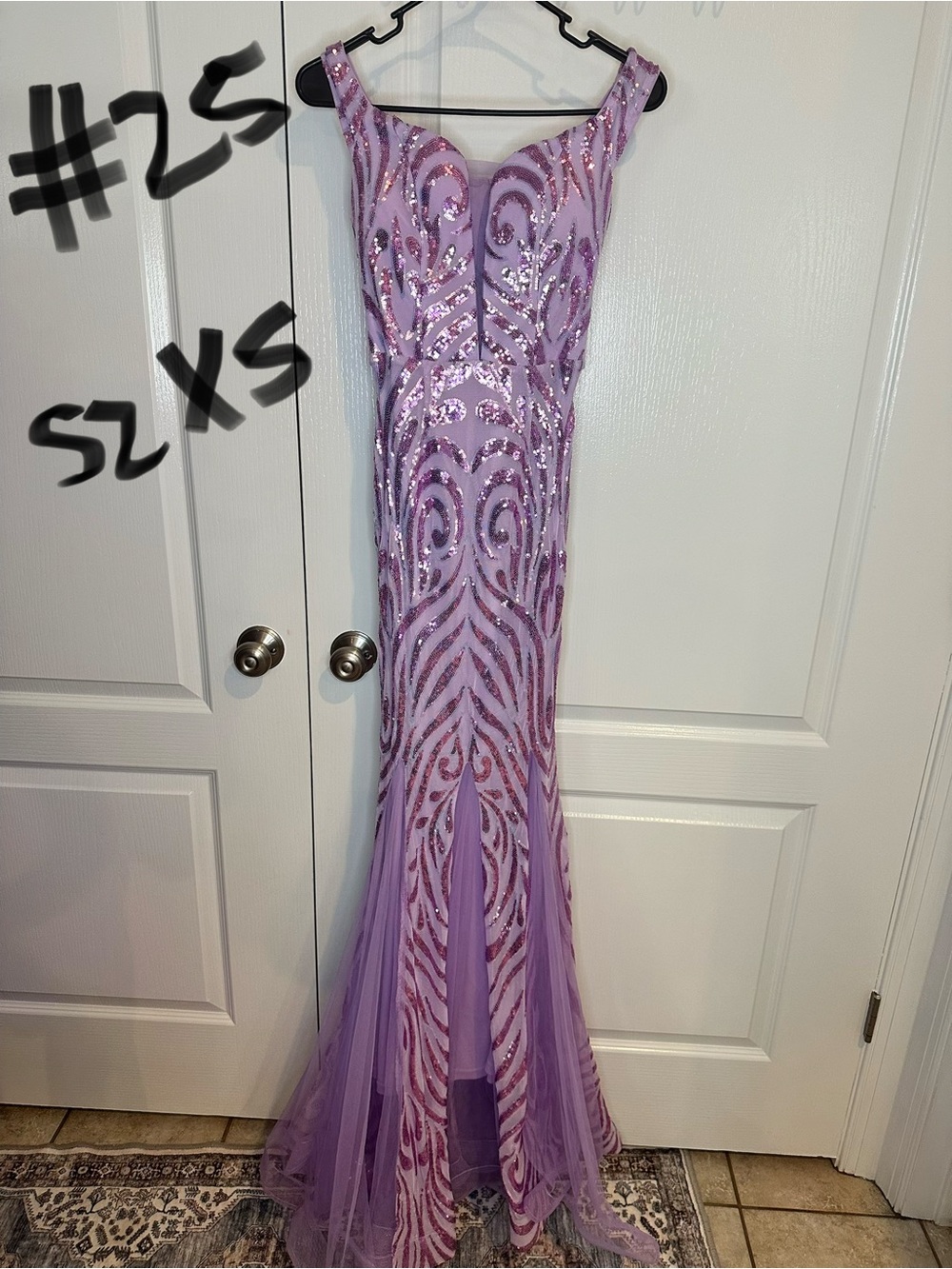 Lavender Sequin Mermaid Evening Gown